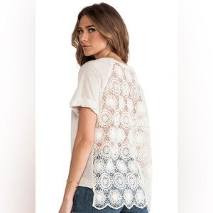 Ella Moss Ivory Lace Short Sleeve Tee